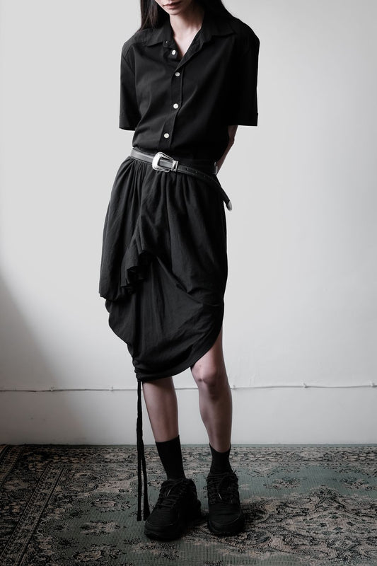 ベルンハルト・ウィルヘルム 07A/W レディーススカート ドイツデザイナーブランド ドローストリング変形膝丈スカート 日本製