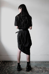 ベルンハルト・ウィルヘルム 07A/W レディーススカート ドイツデザイナーブランド ドローストリング変形膝丈スカート 日本製