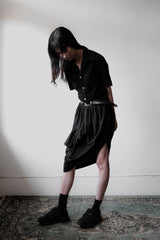 ベルンハルト・ウィルヘルム 07A/W レディーススカート ドイツデザイナーブランド ドローストリング変形膝丈スカート 日本製