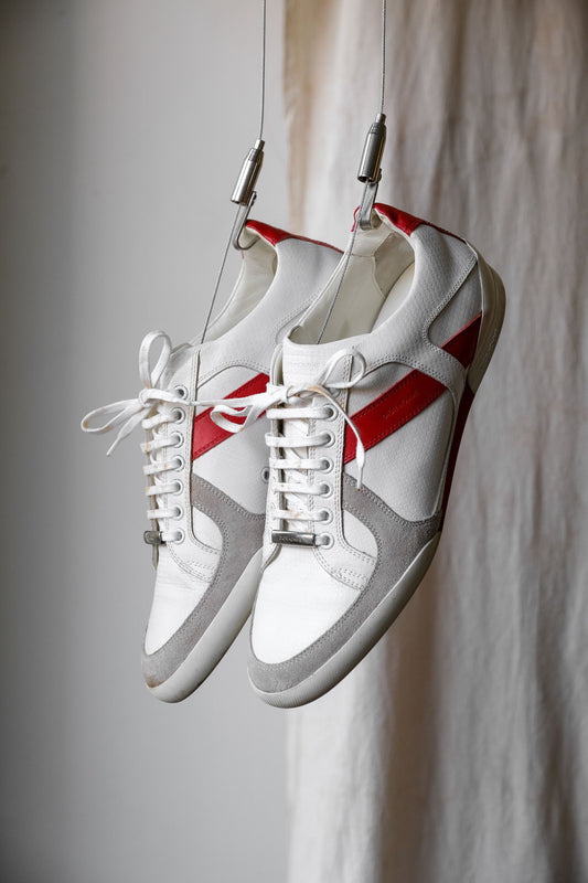 DIOR HOMME ホワイト/レッド/グレー レザー スニーカー