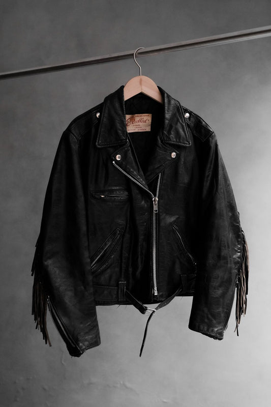 Vintage Excelled Tassel Leather Biker Jacket 古著流蘇真皮騎士皮衣夾克