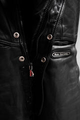 Vintage Hein Gericke Leather Motorcycle Bib Overalls 古著真皮摩托車騎士吊帶褲 黑色