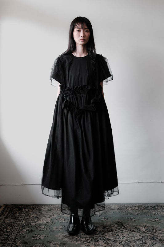 ノワール ケイ ニノミヤ コムデギャルソン 21S/S チュールオーバーレイフリルワンピース