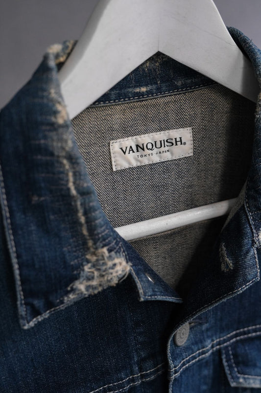 VANQUISH Washed Distressed Denim Trucker Jacket 日本品牌 水洗破壞丹寧夾克