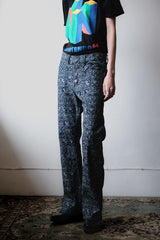 Paisley Jacquard Denim Flared Jeans 古著圖騰緹花丹寧喇叭褲