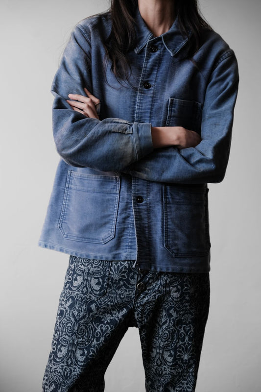 French Vintage “Le Sans Pareil” Moleskin Work Jacket French vintage blue moleskin work jacket