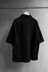 N.HOOLYWOOD COMPILE / PULLOVER HALF SLEEVE SHIRT 日本設計師品牌 羊毛混麻 開領半袖寬版襯衫