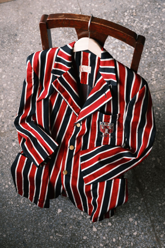 1950’s “Leycott” British Royal Garmmar School Boating Striped Blazer 50年代英國學校條紋西裝外套