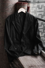 1930s Vintage French Wool Sack Coat with Embroidery Repair