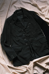 1930s Vintage French Wool Sack Coat with Embroidery Repair