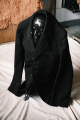 1930s Vintage French Wool Sack Coat with Embroidery Repair