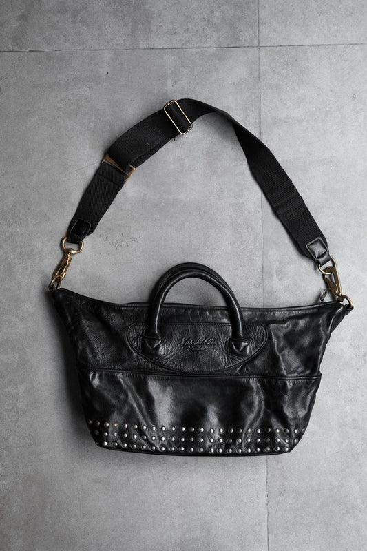 Jas-M.B. Leather Studded / Hand Bag 英國手工製包袋品牌 帆布背帶皮革鉚釘手提肩背包