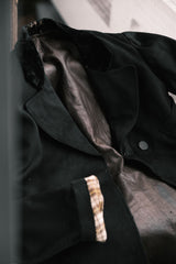 Vintage 1930s French velvet collar wool double-breasted sack coat