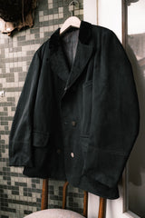 Vintage 1930s French velvet collar wool double-breasted sack coat