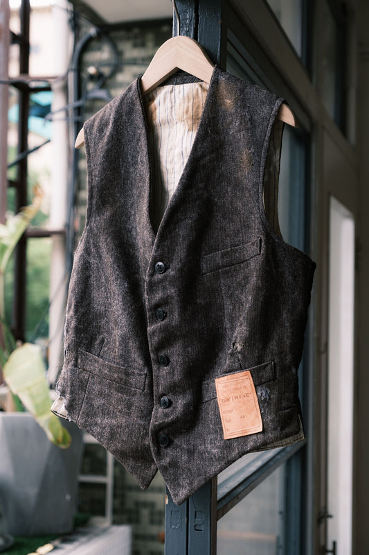 Deadstock 1930‘s “J.M.F. &Co.” French Distressed Wool Waistcoat30年代法國羊毛工裝馬甲背心