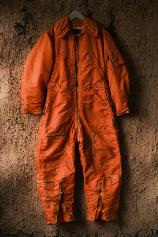 USAF 1960's Type CWU-1/P Orange Flight Suit Coveralls Made in USA US Air Force crew cold weather overalls