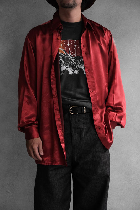Vintage Gert Keller Satin Shirt 復古紅色緞面光澤襯衫