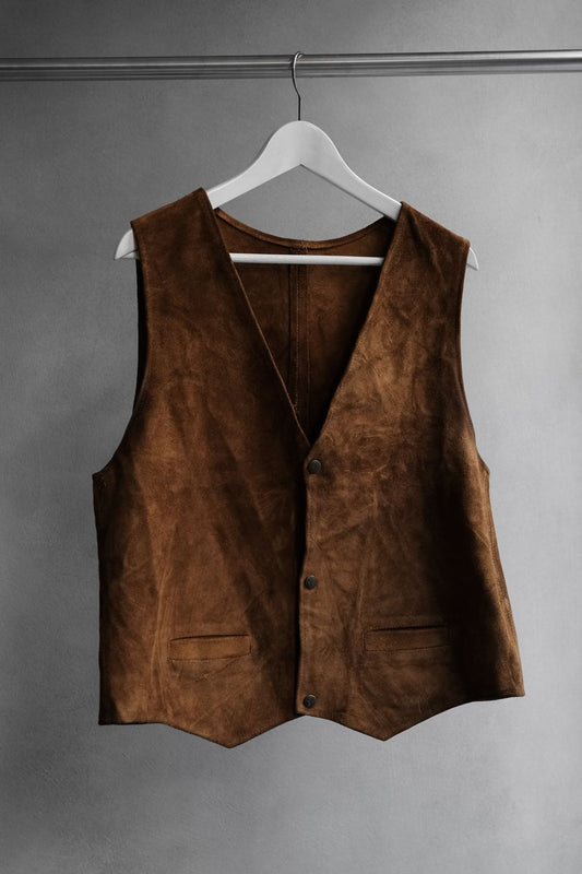 Vintage Suede Leather Waistcoat Vest 古著麂皮馬甲背心