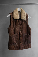 Sunrise Leather Co. Sherpa Collar Leather Vest 羊羔絨領皮衣背心