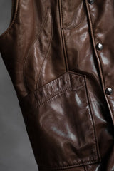 Sunrise Leather Co. Sherpa Collar Leather Vest 羊羔絨領皮衣背心