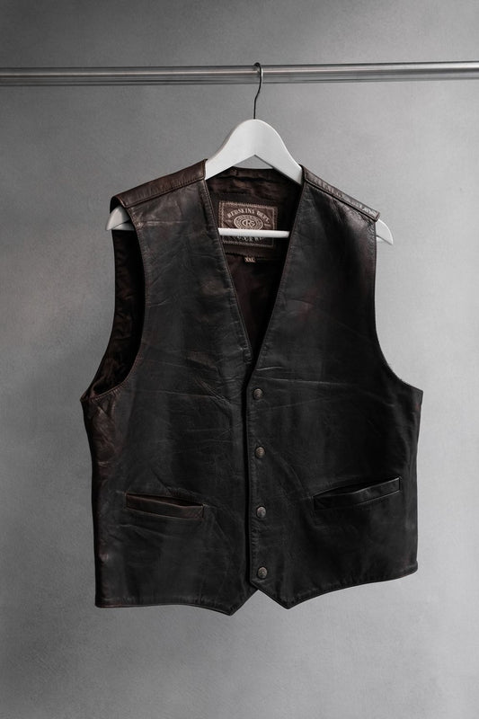 REDSKINS DEPT. Vintage Leather Waistcoat Vest 古著真皮馬甲背心