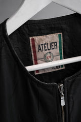 ATELIER Vintage Leather Zip Vest 古著拉鏈皮衣背心