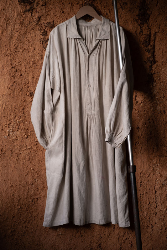 French 1900’s Antique White Linen Painter Biaude