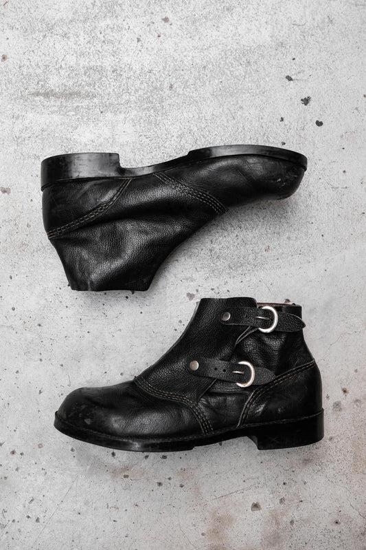 Vintage Double Buckle Leather Ankle Boots 雙皮帶扣短靴
