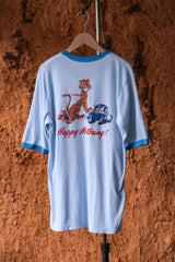 1980年代のヴィンテージエッソオイルリンガーTシャツヴィンテージガソリンスタンドブランドプリントパイピングTシャツ