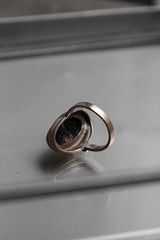 Mid-Century Sterling Silver 925 Baltic Amber Ring 中世紀綠琥珀圓弧面純銀戒