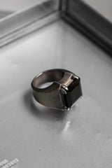 Vintage Mid Century Statement Chunky Black Onyx Signet Silver 925 Ring 中世紀黑瑪瑙厚戒台純銀戒