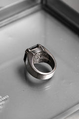 Vintage Mid Century Statement Chunky Black Onyx Signet Silver 925 Ring 中世紀黑瑪瑙厚戒台純銀戒