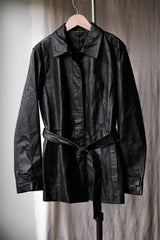 COMME CA ISM Belted Leather Coat Japanese brand vintage leather belt short coat