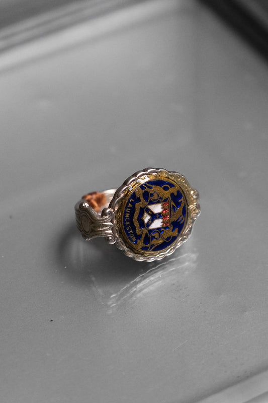 AUSTRALIA (LAUNCESTON) C.1950~1970’s Stainless Souvenir Spoon Ring 澳洲鍍銀湯匙手工戒指
