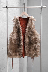 1960~70’s Vintage Faux Fur Suede Leather Vest with Studded Fringe 古著 人造皮草麂皮流蘇嬉皮背心