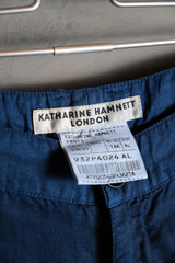 Katharine Hamnett London Linen/Tencel Wrinkle Pants British designer brand linen and Tencel blended wrinkled trousers