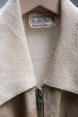 1970’s Vintage Mister Man Suede Leather Patch Knit Jacket Talon Zipper 古著幾何拼接麂皮針織外套