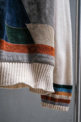 1970’s Vintage Mister Man Suede Leather Patch Knit Jacket Talon Zipper 古著幾何拼接麂皮針織外套