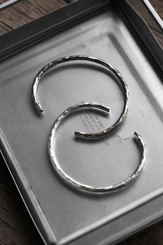 Hammered sterling silver 999 bracelet