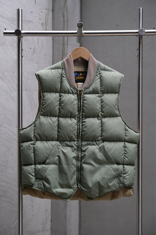 1950s~60s Eddie Bauer Rib-Knit Collar Quilted Down Vest Talon Zipper 美國古著戶外老牌羽絨背心 薄荷綠
