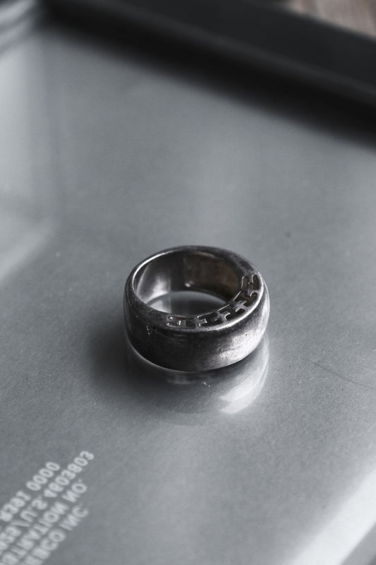 Wide hollow silver ring