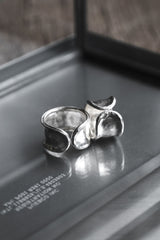 幅広ハンマー加工スターリングシルバー999リング