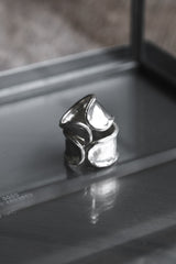 幅広ハンマー加工スターリングシルバー999リング