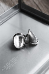 Oval shield sterling silver 999 ring