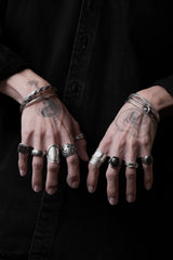 幅広ハンマー加工スターリングシルバー999リング