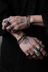 幅広ハンマー加工スターリングシルバー999リング