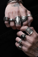 幅広ハンマー加工スターリングシルバー999リング