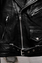 1990's~00's Bike’s Leather Vintage Leather Biker Jacket 古著騎士皮衣夾克 側邊綁帶