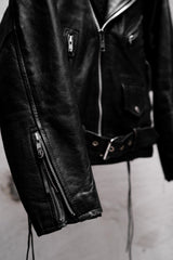 1990's~00's Bike’s Leather Vintage Leather Biker Jacket 古著騎士皮衣夾克 側邊綁帶