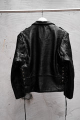 1990's~00's Bike’s Leather Vintage Leather Biker Jacket 古著騎士皮衣夾克 側邊綁帶